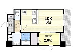ラシーヌ瓦屋町 1Kの間取図画像