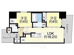 セレニテフラン野田阪神駅前 2LDKの間取図画像