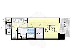 プレサンス堺筋本町エグゼブラン 1Kの間取図画像