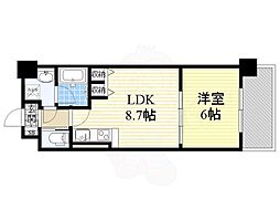 グランシス天満橋 1LDKの間取図画像