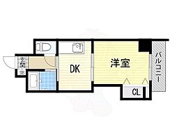 ノルデンハイム天神橋 1DKの間取図画像