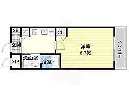 ビガーポリス224松ヶ枝町2 1Kの間取図画像