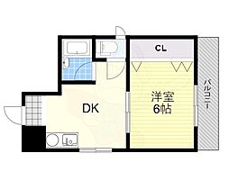 エルミタージュ 1DKの間取図画像