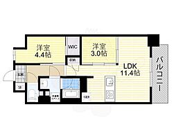 アーバネックス東梅田 2LDKの間取図画像