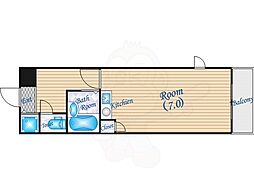 リーガル天神橋 1Kの間取図画像