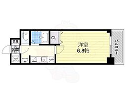 ライジングコート梅田サンライズ ワンルームの間取図画像