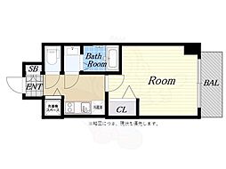 ゼオン大阪EAST 1Kの間取図画像
