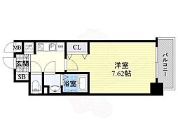 Luxe天神橋 1Kの間取図画像