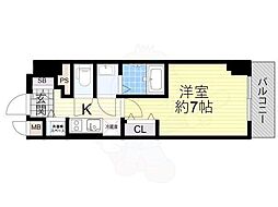 エスリード大手前 1Kの間取図画像