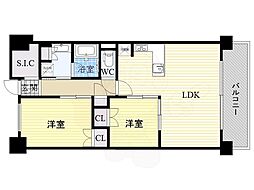クレヴィア南森町TheFront 2LDKの間取図画像