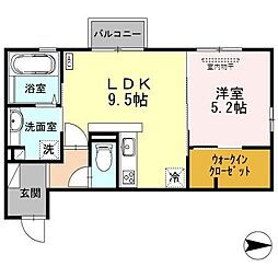 アルカディア（金沢） 2階1LDKの間取り
