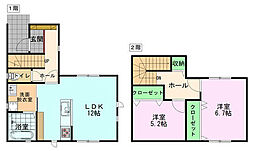 鷲北新（Ｊ）貸家 2LDKの間取り