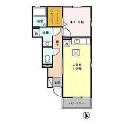 ソレアードV（鳴和台） 1階1LDKの間取り