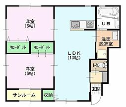 ブレストII 1階2LDKの間取り