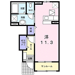 エレガンスフローラーリア 1階1Kの間取り