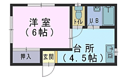ミレットハイム 1Kの間取図画像