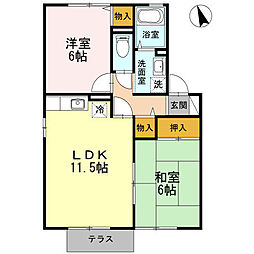 セジュールエスポワール2 2LDKの間取図画像