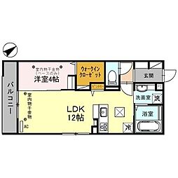 D-residence広岡 1LDKの間取図画像