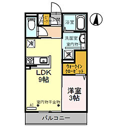 RicoField 1LDKの間取図画像