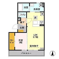 ロータス金沢 1LDKの間取図画像