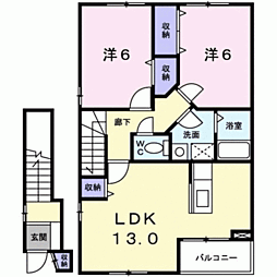 ベルヴェデーレ白尾C 2LDKの間取図画像