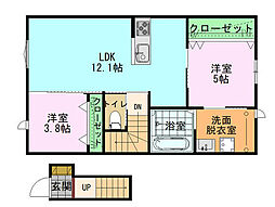 リヴァージュ高浜 2LDKの間取図画像