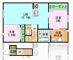 リヴァージュ高浜 2LDKの間取図画像