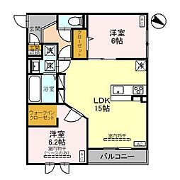 D-residence西念 2LDKの間取図画像