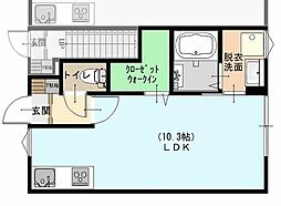 グランノアかほく ワンルームの間取図画像
