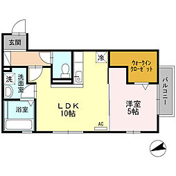 フォンターナ 1LDKの間取図画像