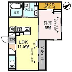 D-residence広岡 1LDKの間取図画像