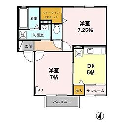 ダイワサーフル 2DKの間取図画像