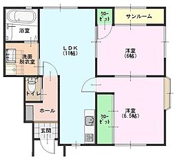 リブヒヤー 2LDKの間取図画像