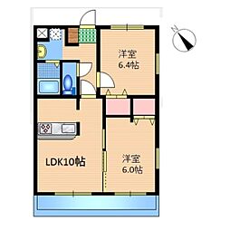 ソーレ 202 2階2LDKの間取り