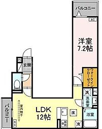 セレスティア亀有 1階1LDKの間取り