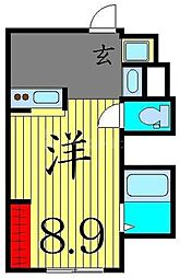 DUAL堀切 2階ワンルームの間取り