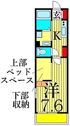 ウィンドテラス新柴又II 1階1Kの間取り