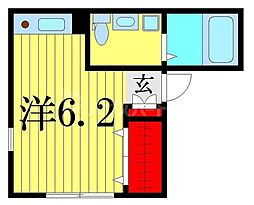 FERIO四ツ木 3階ワンルームの間取り