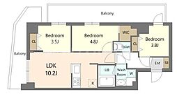 S-RESIDENCE北綾瀬awesome 6階3LDKの間取り