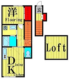 Casa・Bonheur 2階1DKの間取り