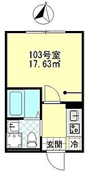 ブローテ四ツ木 1階1Kの間取り