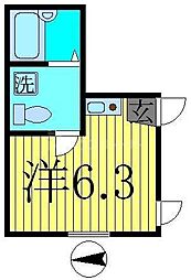 ラ・トゥール 1階ワンルームの間取り