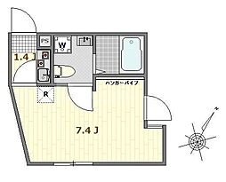 サザンロード堀切II 2階1Kの間取り