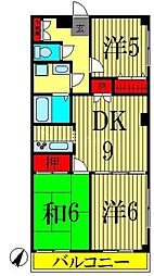 エミネンス東和 4階3DKの間取り