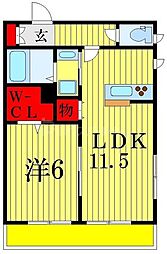 Grand Duo Shinwa 2階1LDKの間取り