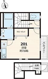 プレミール 2階ワンルームの間取り
