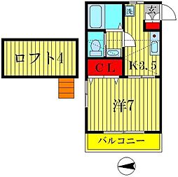 メゾン・ド・アミー 2階1Kの間取り