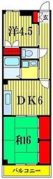 竹石ハイツ3号館 2階2DKの間取り