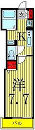 ビクロス 2階1Kの間取り