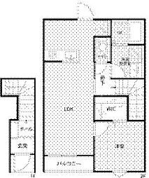 リーブルファイン葛飾西水元 2階1LDKの間取り